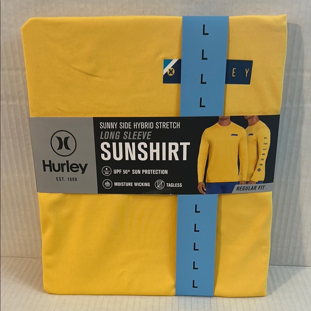 Hurley Yellow Long Sleeve Sunshirt Sunny Side Hybrid Stretch UPF 50+ NWT Size L